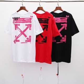 OFF WHITE graffiti pink arrow short sleeve T-shirt