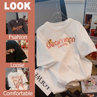 mimi&amp;didi 🌷พร้อมส่ง🌷 เสื้อยืดผญสวยๆ เสื้อคอกลมผู้หญิง เสื้อโอเวอร์size ย้อนยุคเสื้อ เสื้อยืดพิมพ์ลาย