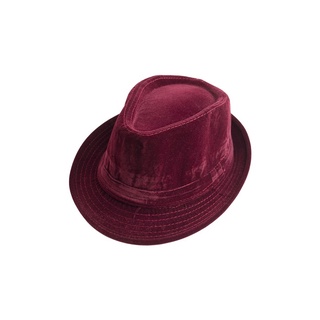 Fedora หมวกคาวบอย ผ้าลูกฟูก สีน้ําตาลแดง fedora