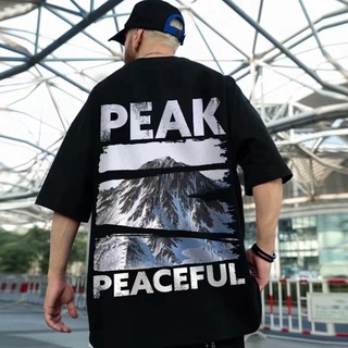 เสื้อยืดคอกลมผู้ชาย เสื้อยืดคอกลมแฟชั่นพิมพ์ลายPEAK เสื้อแฟชันเท่ๆ TT110