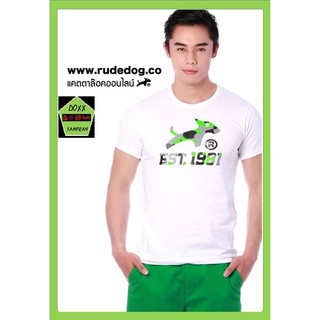 rudedog เสื้อคอกลม  ชาย หญิง  รุ่น est สีขาว