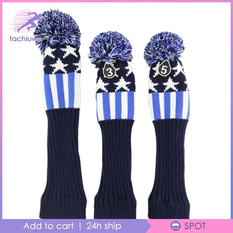 3pcs Golf Pom Pom Knit Headcover Fairway Woods Driver Hybrid Head Covers #8