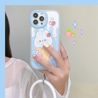 เคสโทรศัพท์มือถือ ซิลิโคน ลายการ์ตูนตาโตน่ารัก พร้อมสายคล้องมือ สําหรับ for iPhone 13Pro 12 xs 7 8p