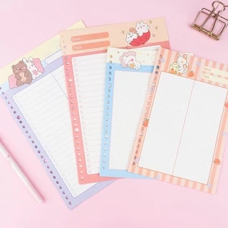 <พร้อมส่ง> กระดาษรีฟิว 🐰 ลายการ์ตูน 50แผ่น ไส้เติมสมุดA5,B5 หนา 80แกรม กระดาษ มีเส้น/ ตาราง สมุดโน๊ต มูจิสไตล์ Muji