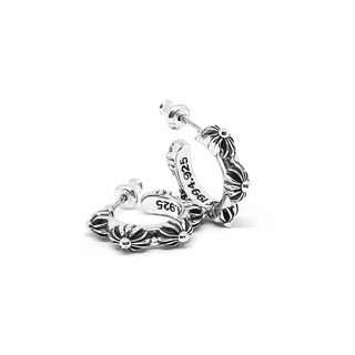 Chrome Hearts Sterling Silver 925 เครื่องประดับเงินแท้ ต่างหู Cross Hoop Earring Code:CED018