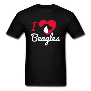 เสื้อยืดสีขาวเสื้อยืดแขนสั้น ผ้าฝ้าย คอกลม พิมพ์ลายการ์ตูน I Love Beagles สไตล์ฮิปฮอป สําหรับผู้ชายS-4XL