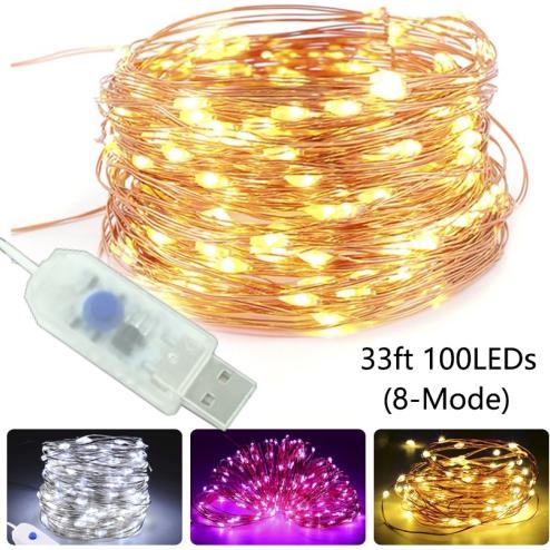 ไฟเส้นประดับ 50/100LED USB มี 8 โหมด 5/10 เมตร สำหรับตกเเต่งปาร์ตี้ คริสต์มาส