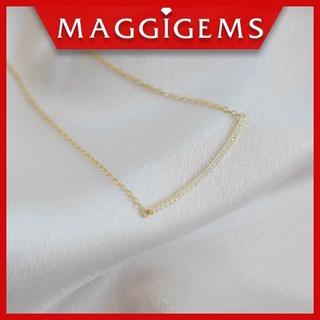 Maggigems สร้อยคอเงินแท้ S925 ชุบทองคำ 18K ไม่ลอก ไม่แพ้ เส้นเล็ก เรียบหรู รุ่น Skyline