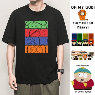 เสื้อยืดคอกลม แขนสั้น ผ้าฝ้ายแท้ พิมพ์ลาย South park แฟชั่นฤดูร้อน สําหรับผู้ชาย