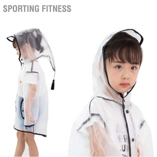 Sporting Fitness Children Raincoat Hooded Tassel Transparent Polyurethane Big Pointed Hat Rain Cape for Kids