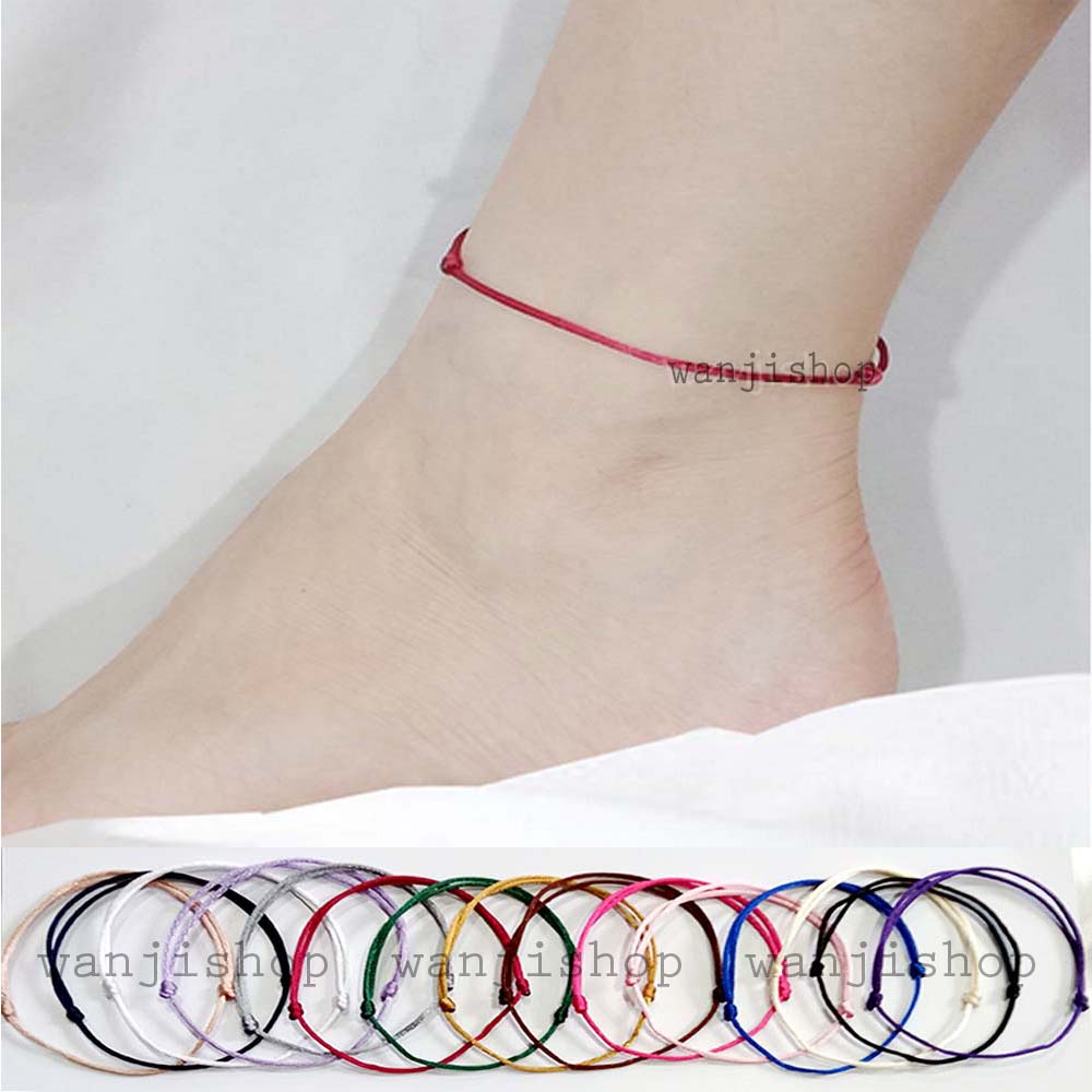AB-04 1MM PLAIN SIMPLE CUTE SATIN STRAP ANKLE BRACELET
