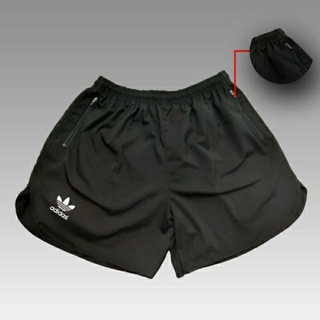 Celana Running Saku Resleting Bahan Parasut / Celana Runing / Celana Olahraga Outdoor / Celana Sport Lari / Celana Kolor Pendek