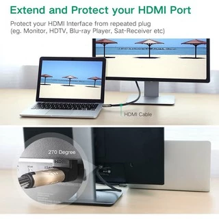 UGREEN HDMI Male to Female Adapter Down พอร์ตเตอร์ ตัวผู้เป็นตัวเมีย 270 องศา รุ่น 20110 ต่อจอ HDMI Support 4K, 3D, TV