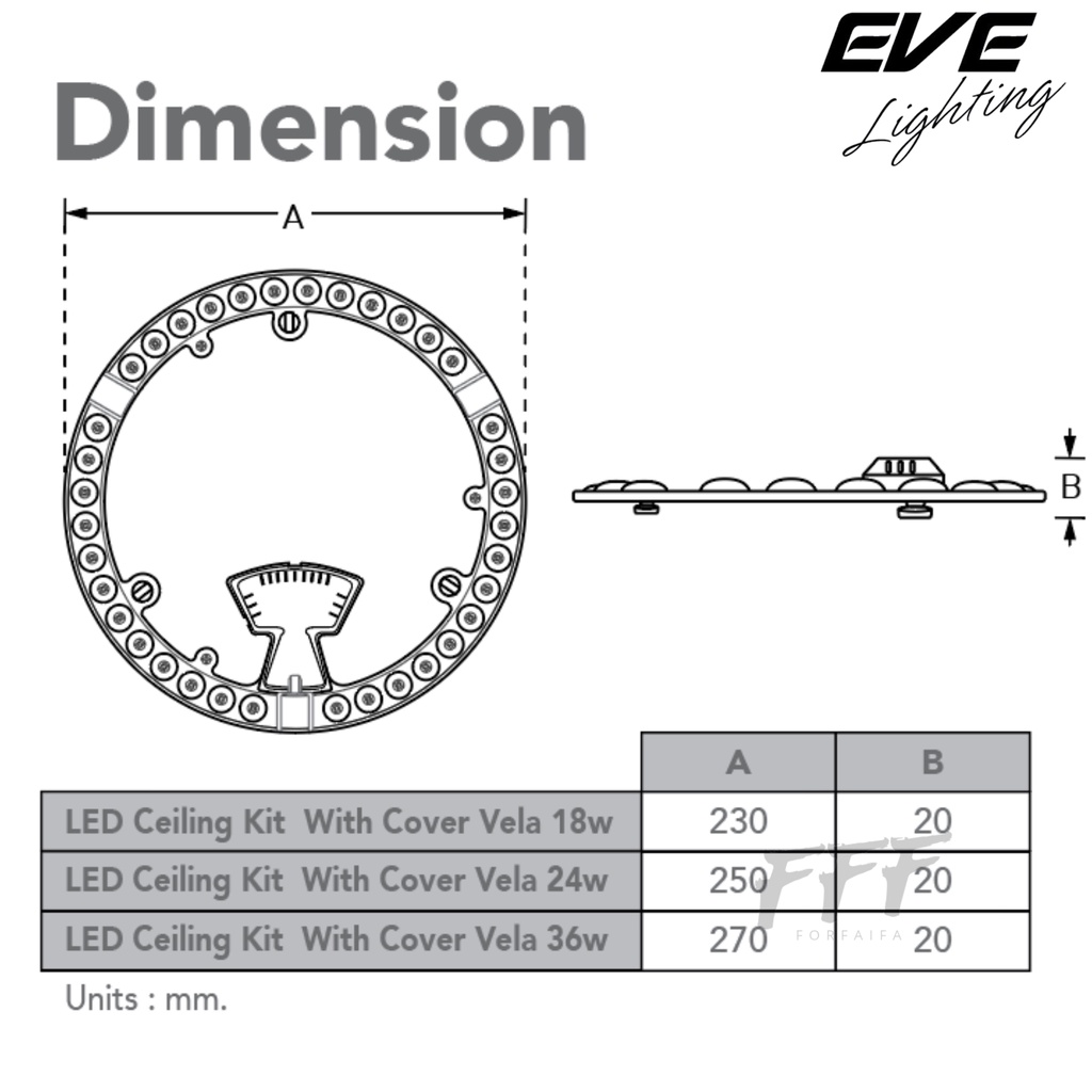 [EVE ราคาพิเศษ] หลอดไฟ แผงไฟ ชุดกึ่งดวงโคม LED Ceiling Kit With Cover 24W Daylight ยี่ห้อ EVE ราคา ถูกที่สุด ดีลบีเคเค แกลเลอรีภาพที่ 6