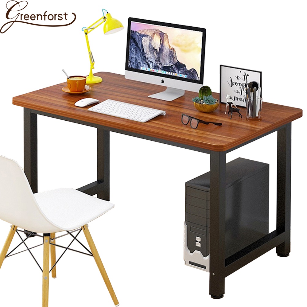 Greenforst โต๊ะทำงาน หน้าโต๊ะไม้ ขาเหล็ก (100cm) รุ่น 2143