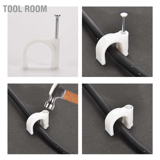 Tool Room คลิปหนีบสายเคเบิล Pe 25 มม. พร้อมตะปูเหล็ก สําหรับจัดการสายเคเบิล 100 ชิ้น