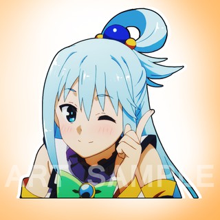 Aqua / Konosuba สติ้กเกอร์ 2 ชิ้น Kono Subarashii Sekai ni Shukufuku wo! Sticker สติ๊กเกอร์อนิเมะ Anime Sticker