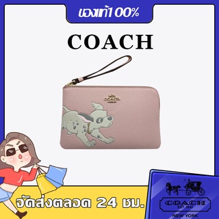 ☀Spot (ของแท้ 100%) COACH 91776 ขายดี ใหม่ Disney Series กระเป๋าใส่เหรียญ คลัชสุดน่ารัก