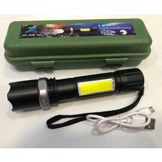 ไฟฉายแรงสูง ไฟฉายซูม  มี ไฟข้าง ชาร์จไฟ USB รุ่นJX-636