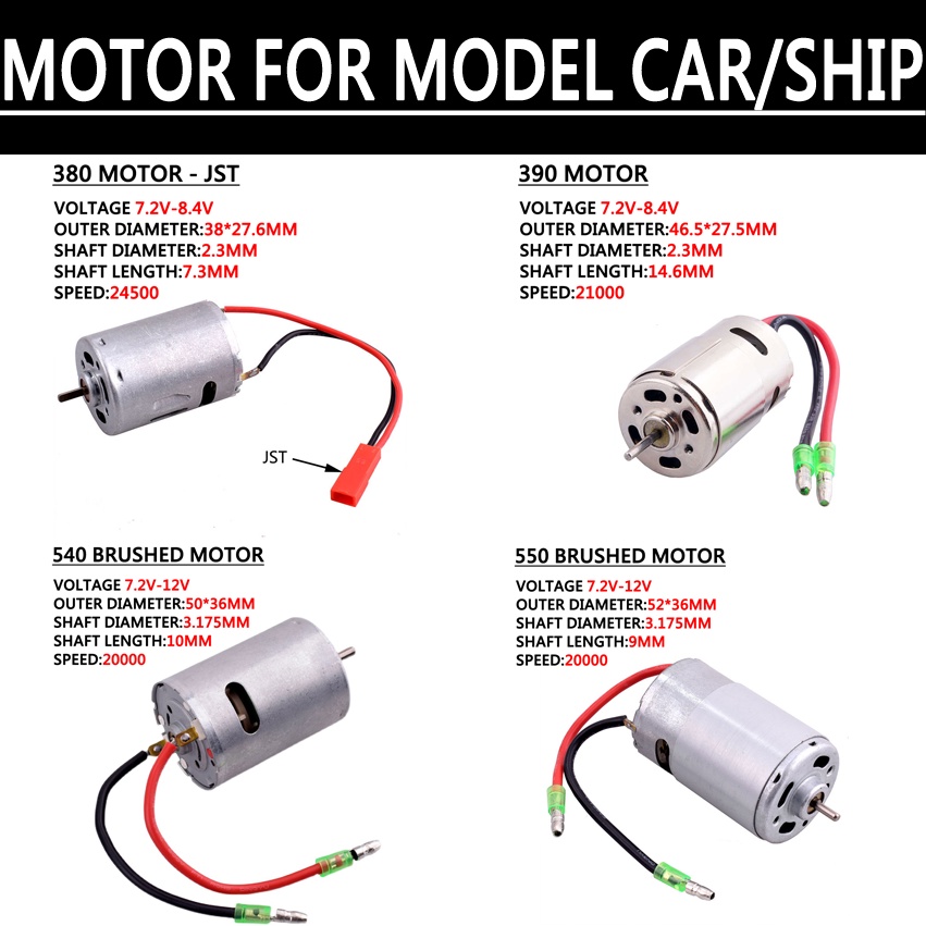 370 380 390 540 550 มอเตอร์สําหรับรถรุ่นและเรือ