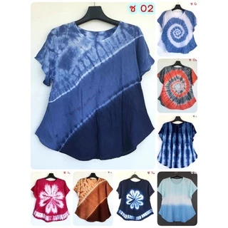 เสื้อมัดย้อมคอกลมเข้ารูปชายบาน ใส่แล้วเพรียว ใส่แล้วผอม