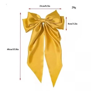 สีทึบผ้าโบว์กิ๊บผู้หญิงลําแสงยาวครึ่งผูกผมที่สง่างามฤดูใบไม้ผลิคลิปอุปกรณ์ผม