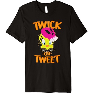 ผ้าฝ้ายคอกลมOoney Tunes เสื้อยืดผู้ใหญ่ ฮาโลวีน Tweety Bird Twick Or Tweet - เสื้อยืดผู้ชาย - เสื้อยืดผู้หญิง - เสื้อยืด