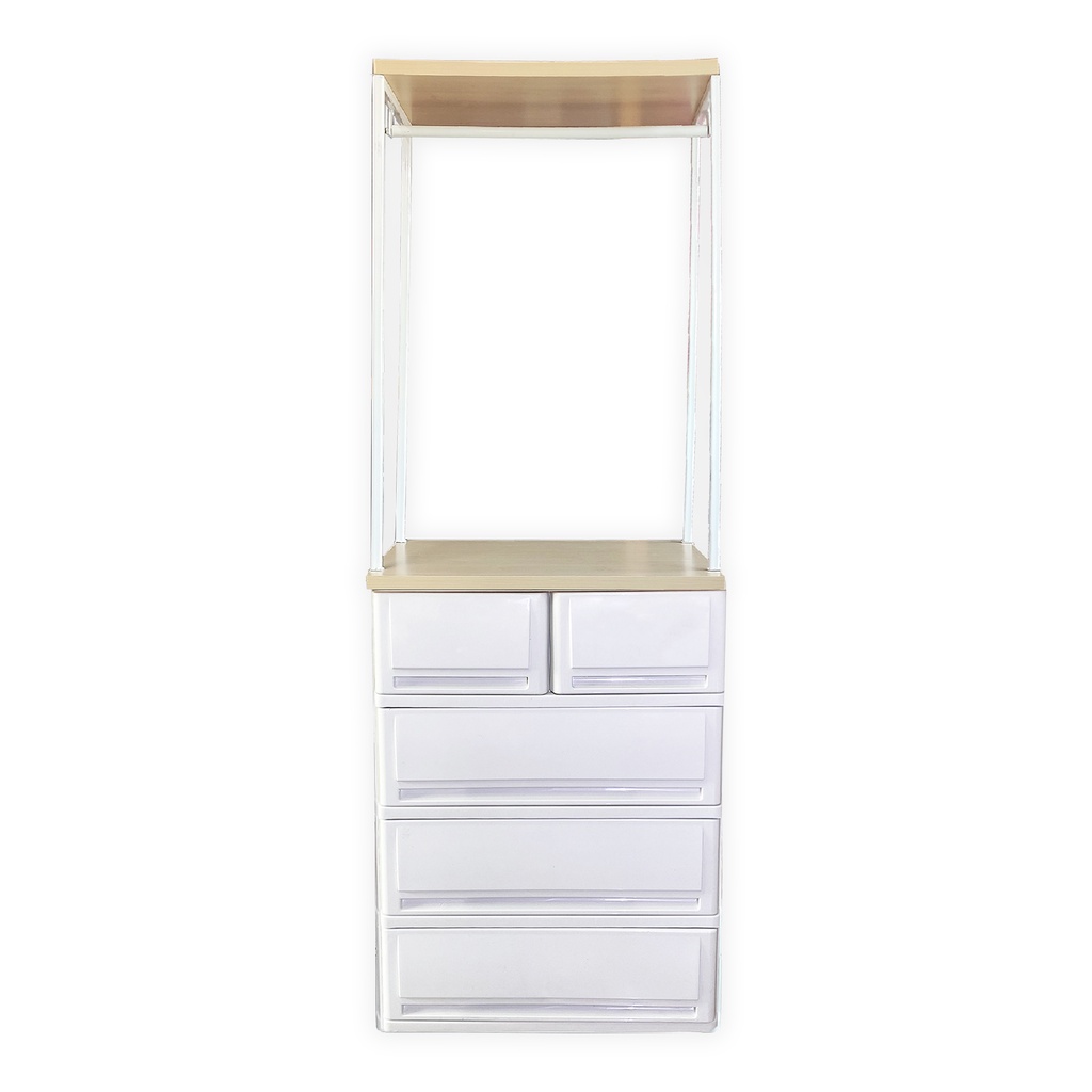 UP ตู้ลิ้นชักพลาสติก (ท็อปไม้ 2ชั้น) SUMO-KLOSET T2-W2 (4 ชั้น)