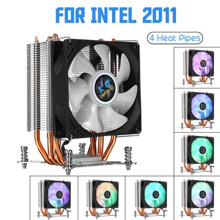 พัดลมระบายความร้อน CPU ท่อทองแดง 2200RPM 4 ท่อ ขนาด 90 มม. พร้อมไฟ RGB สําหรับ Intel LGA 2011