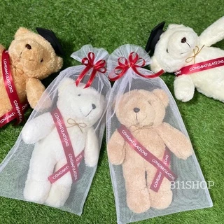 811shop ตุ๊กตาหมีรับปริญญา Congratulations 12 นิ้ว ถุงตาข่ายผูกโบว์มีหูหิ้ว หมีบัณฑิต หมีรับปริญญา ปัจฉิม!!!