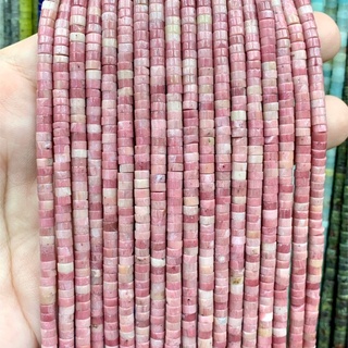 โรโดไนท์ Rhodonite คัดสี ทรงกระบอกสั้น 2*4 mm เส้นยาว เกรด A