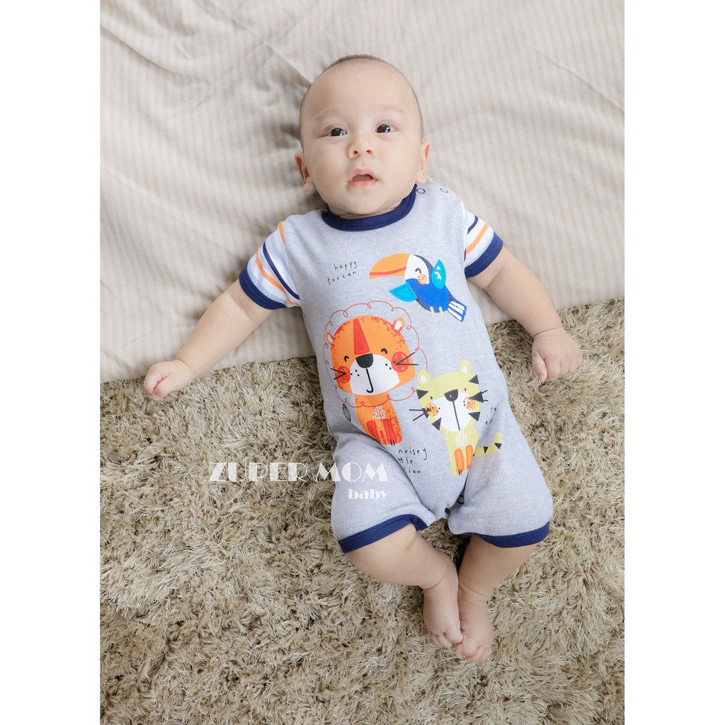 Zuper Mom ชุดหมีเด็กอ่อน แขนสั้น ขาสั้น บอดี้สูทเด็กอ่อน ชุดเด็กแรกเกิด ผ้าcotton100% สำหรับ 0-12เดือน no.6018