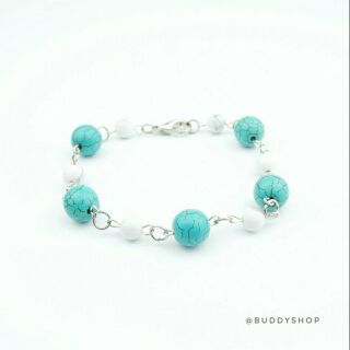 สร้อยข้อมือหินมงคล Turquoise + Howlite