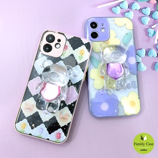 Sam. A02 A13 A22 5G เคสมือถือ TPU ขอบสีกันเลนส์กล้องกากเพชรกริตเตอร์  Griptok หมี