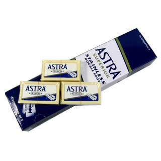 ใบมีดโกน สแตนเลส 2 คม ASTRA (1 กล่อง 5 ใบ)