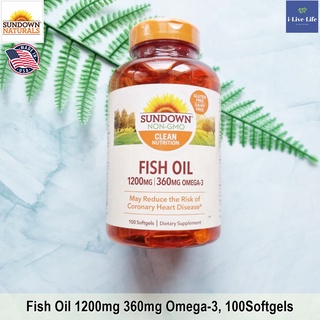 น้ำมันปลา Fish Oil 1,200 mg 100 Softgels - Sundown Naturals