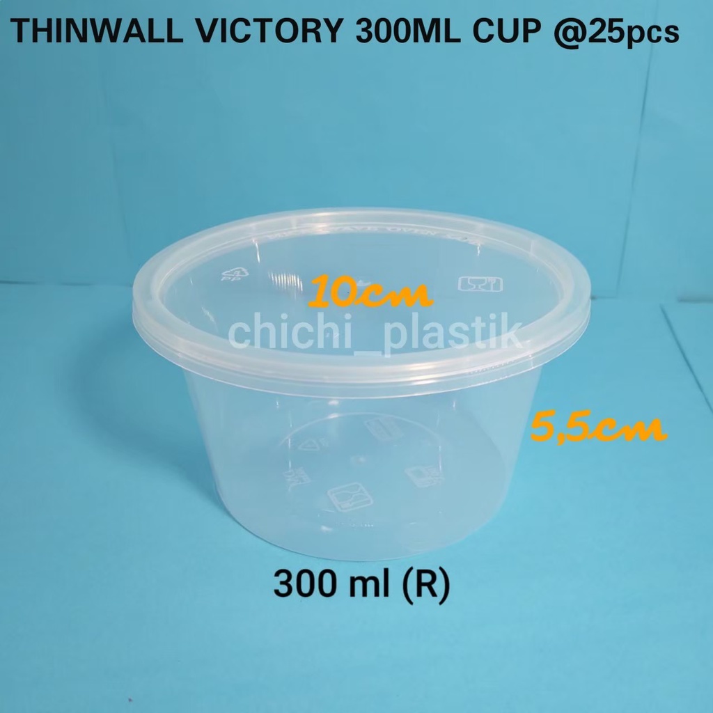 กล่องใส่อาหาร Thinwall 300ml VICTORY / ชามสลัด 300ml / ถ้วยพุดดิ้ง 300ml / ชามพลาสติก / ชามใส