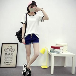 เสื้อยืดราคาถูก พร้องส่ง สไตล์เกาหลี ใส่สบาย ไม่ร้อน เสื้อยืดแขนสั้น คอกลม