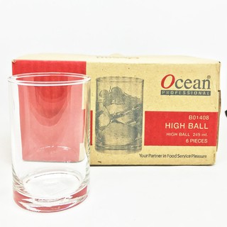 [กล่อง 6ใบ/ B01408] แก้วน้ำ 245มล. Ocean High Ball Glass