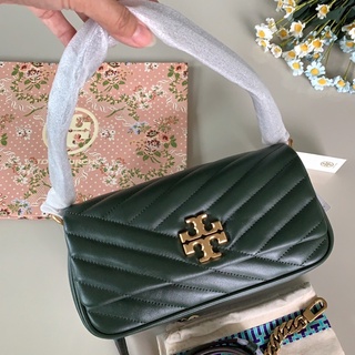 🎀 (สด-ผ่อน) กระเป๋าสีเขียว 9.5 นิ้ว 85229 Tory burch Kira Chevron Small Flap Shoulder Bag