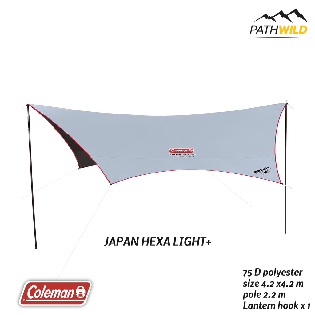 TARP ทรงค้างคาว COLEMAN JAPAN HEXA LIGHT+ ขนาด 420 x 420 cm พร้อมเสาสูง 220 cm