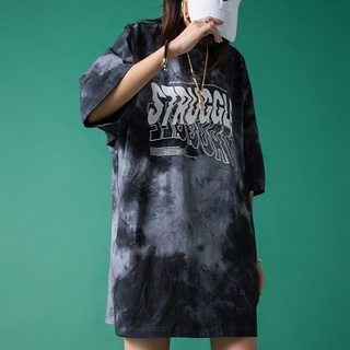 T-Gen เสื้อยืดแขนสั้นคอกลมโอเวอร์ไซส์ Oversized พิมพ์ลายแนวสตรีทแฟชั่นอเมริกา