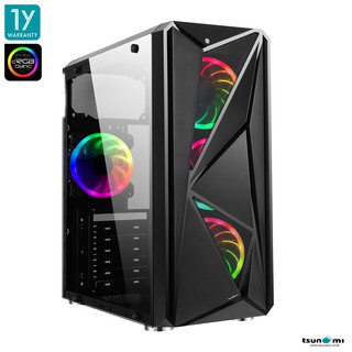 เคสคอมพิวเตอร์ Tsunami Galaxy G15 (cRGB Sync) Tempered Glass ATX Gaming Case with Dual Ring+(cRGB Sync) 12CM RGB Cooling Fan*4 (รับประกันสินค้า 1 ปี)