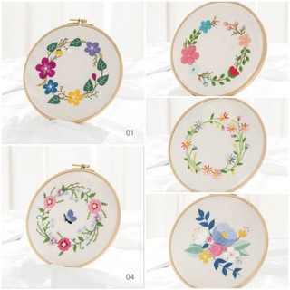 ชุดปักผ้า Embroidery kit​ ดอกไม้​ พร้อมส่ง​ สะดึงซื้อเพิ่ม