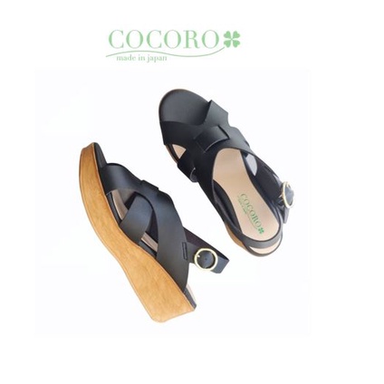 Cocoro Shoes รองเท้าเพื่อคัทชูผู้หญิง ส้นตันที่น้ำหนักเบา รุ่น 2028 Wedge สีดำ