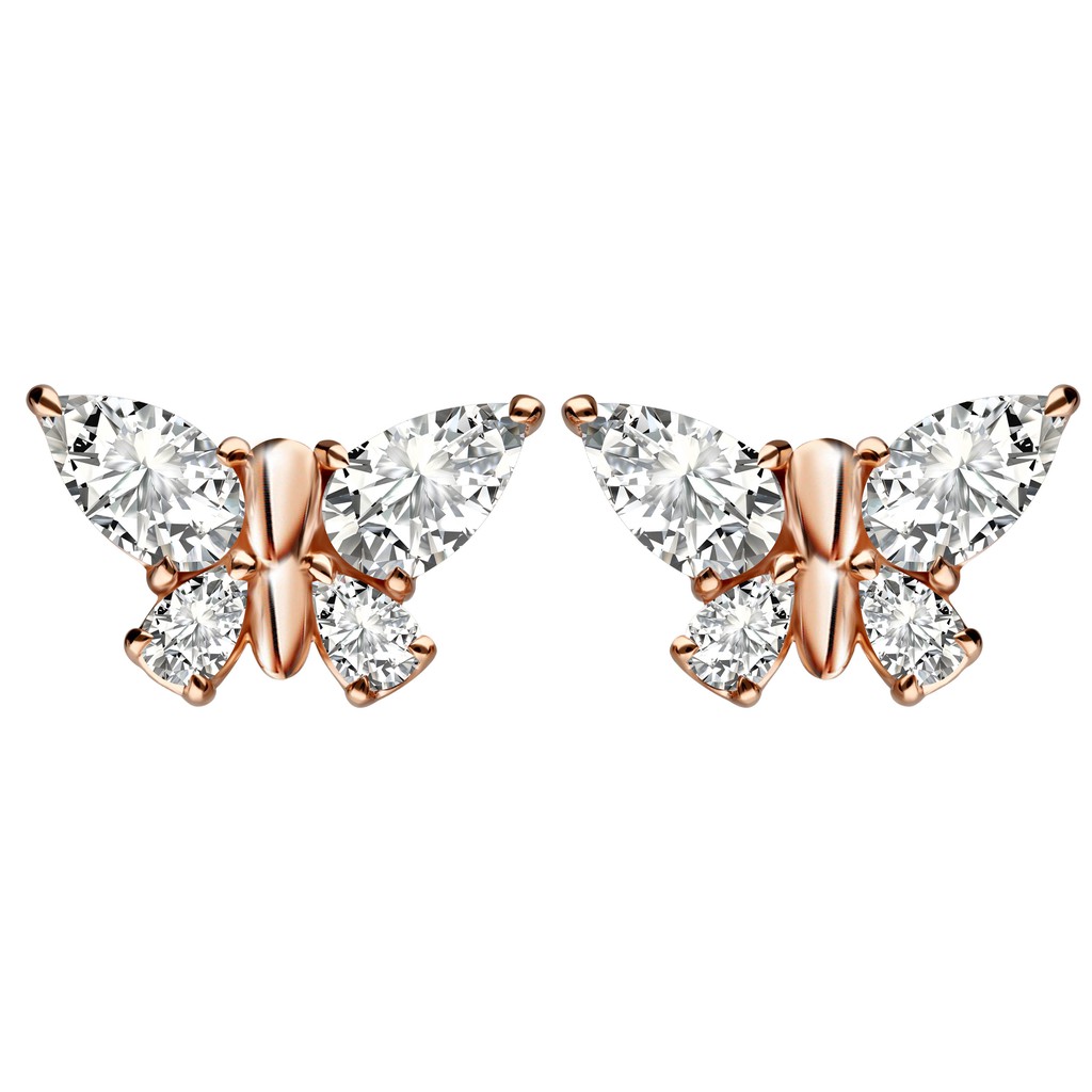 Merii ต่างหูเงินแท้ 925 ชุบโรสโกลด์ ประดับ CZ ดีไซน์รูปผีเสื้อ