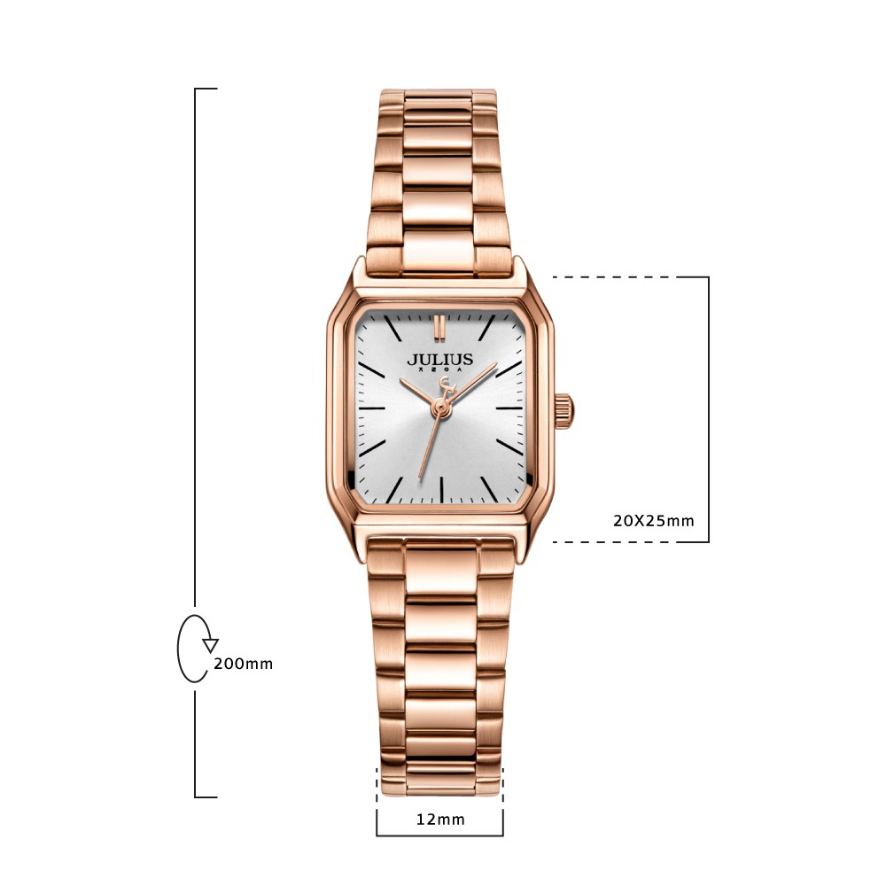 Julius นาฬิกาข้อมือผู้หญิง JA-1304 สายสแตนเลสสตีล หน้าปัดเหลี่ยม แบรนด์เกาหลี แฟชั่นฮิตของแท้