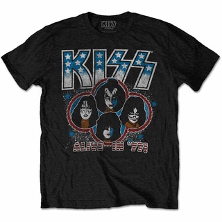 เสื้อยืดผ้าฝ้าย พร้อมส่ง เสื้อยืดแขนสั้น คอกลม ผ้าฝ้าย 100% พิมพ์ลาย Kiss Alive In77 Lelaki ทรงหลวม หลากสี แฟชั่นฤดูร้อ