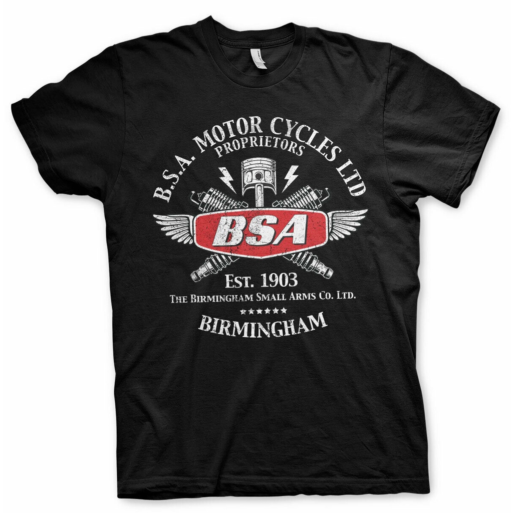 O-คอสั้นแขนสั้น Bsa Vintage รถจักรยานยนต์ Birmingham มอเตอร์ไซด์ที่ได้รับอนุญาต Man Mens Casual เสื้