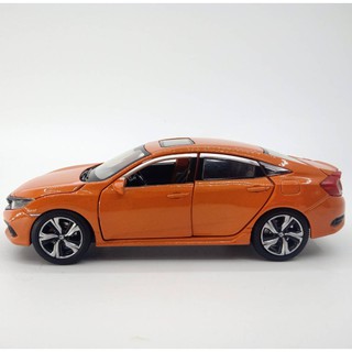 รถโมเดล CIVIC สเกล 1:32 ประตูรถ กระโปรงหน้าหลังเปิดได้ JK823529 สีส้ม